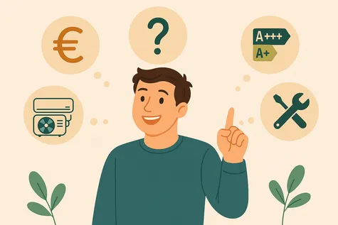 Hombre con ideas sobre precios, instalación, eficiencia y mantenimiento de climatización.