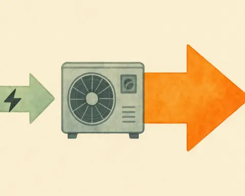 Bomba de calor de alta eficiencia: convierte poca energía eléctrica en mucho calor (alto SCOP).