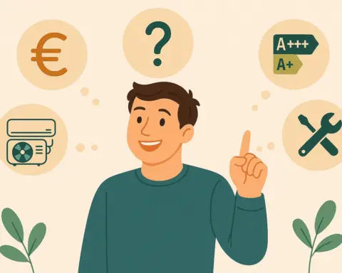 Hombre con ideas sobre precios, instalación, eficiencia y mantenimiento de climatización.